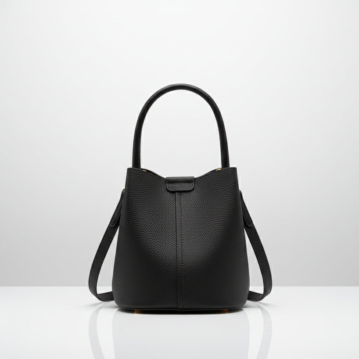 Burminsa Genuine Leather Small Bucket Bag