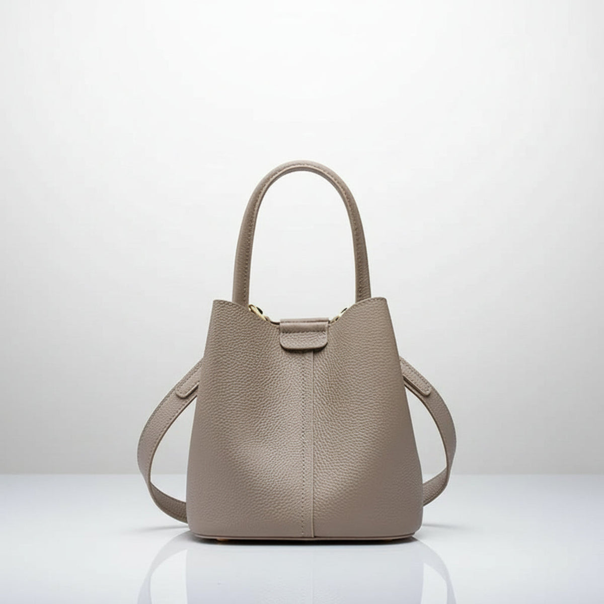 Burminsa Genuine Leather Small Bucket Bag