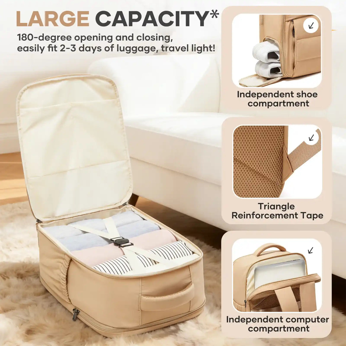 Cabin Travel Backpack with Shoe Compartment – product image 10