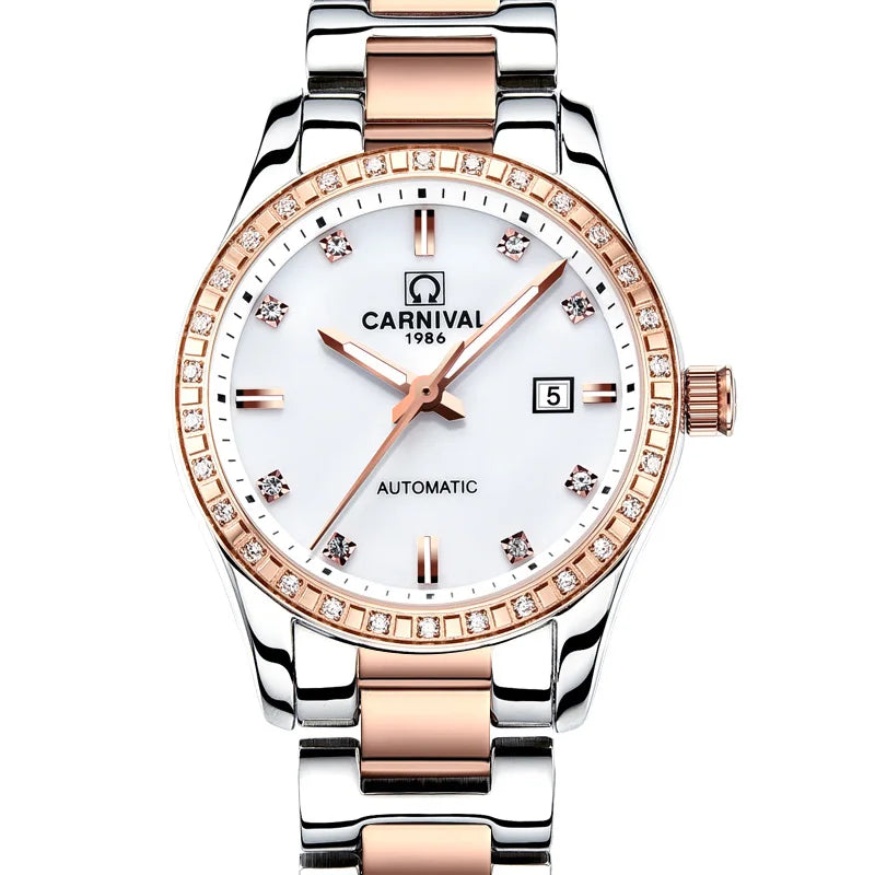 CARNIVAL 2025 Automatic Women’s Watch – Sapphire, Calendar, Waterproof