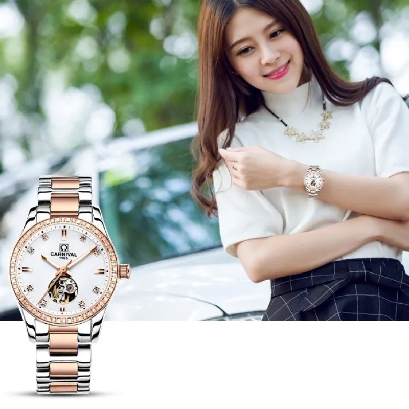 CARNIVAL 2025 Automatic Women’s Watch – Sapphire, Calendar, Waterproof