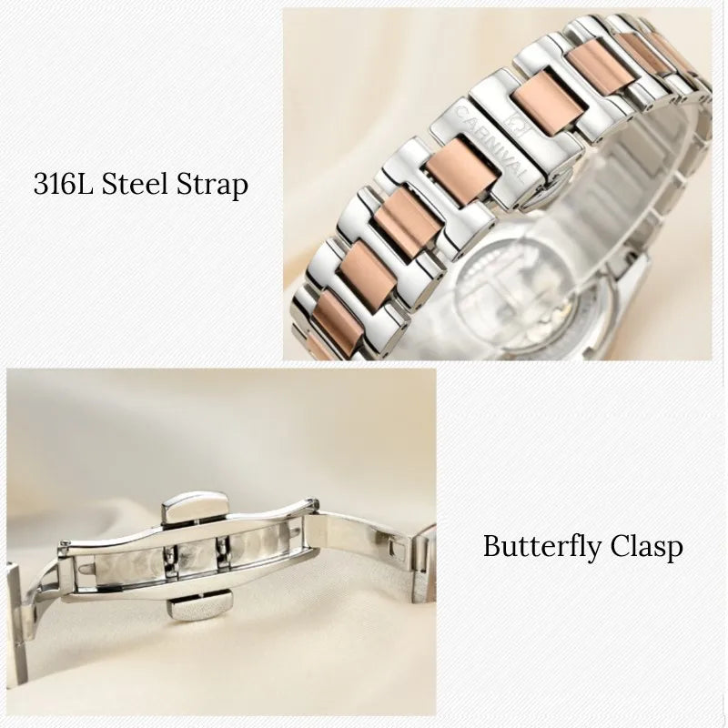 CARNIVAL 2025 Automatic Women’s Watch – Sapphire, Calendar, Waterproof