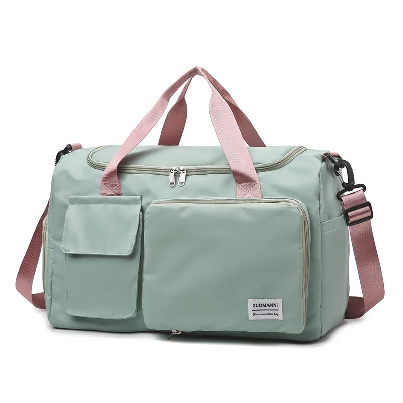 Carry-On Weekender Travel Bag with Shoe Compartment in green pink – product image 14