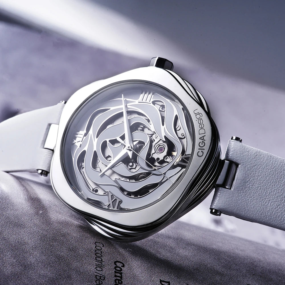 CIGA Design Denmark Rose Skeleton Watch – Automatic Women’s Timepiece