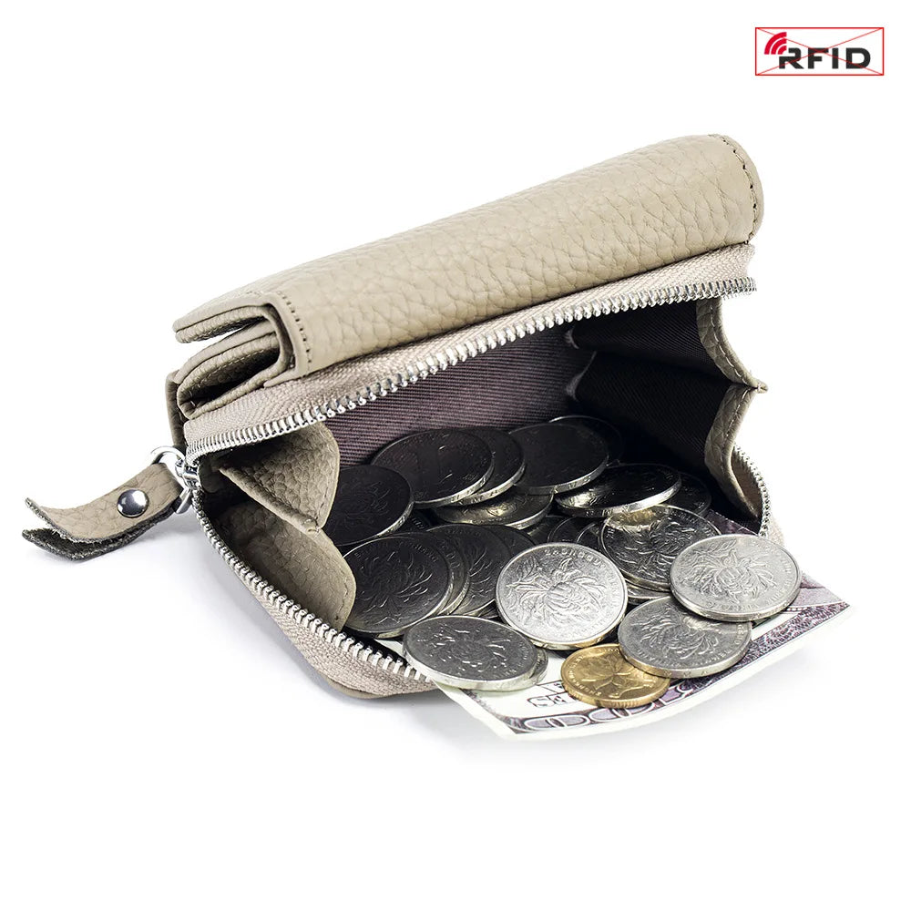 Compact Genuine Leather RFID Zip Wallet – product image 5
