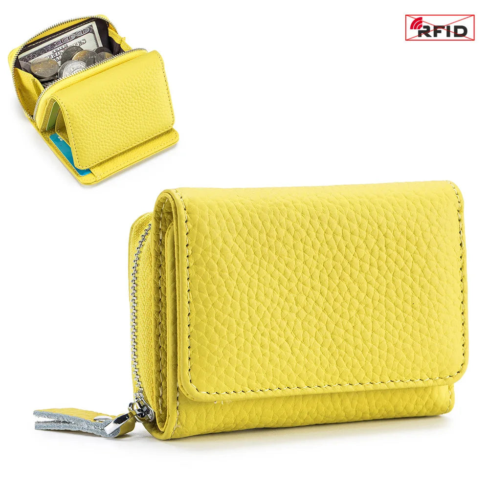 Compact Genuine Leather RFID Zip Wallet – product image 7