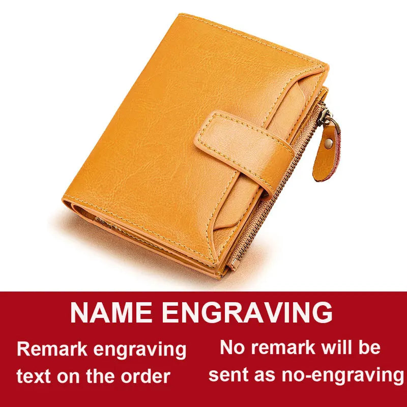 Compact Genuine Leather Zip Wallet in Yellow Name – product image 11