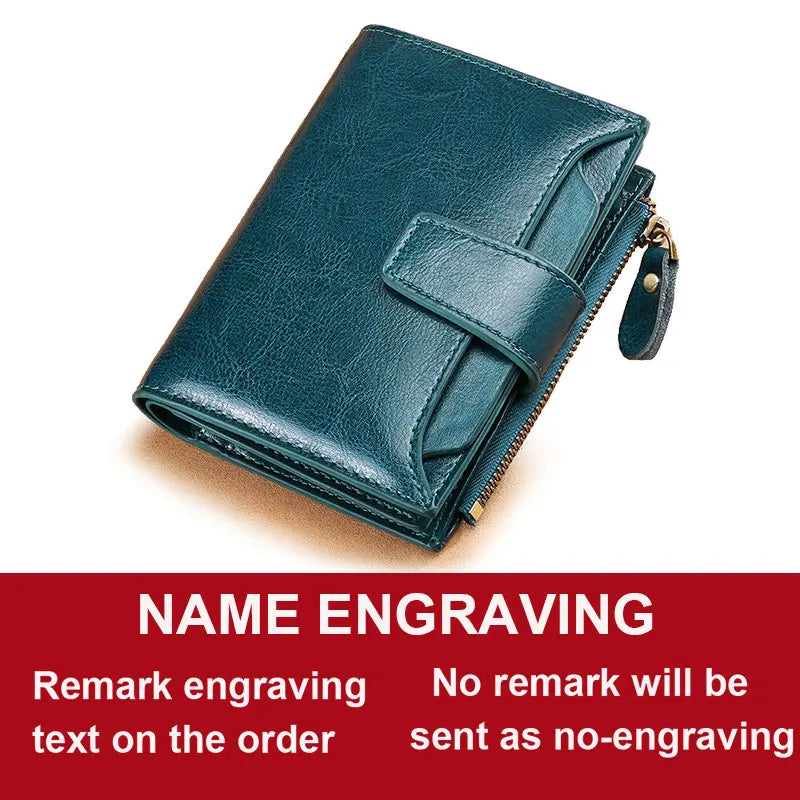 Compact Genuine Leather Zip Wallet in Peacock Blue Name – product image 17