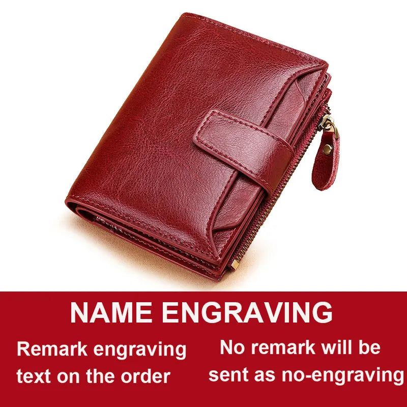 Compact Genuine Leather Zip Wallet in Wine Red Name – product image 18