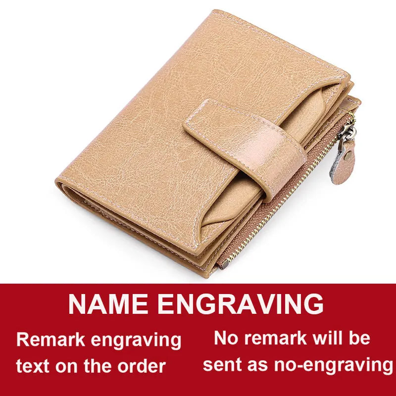 Compact Genuine Leather Zip Wallet in Khaki Name – product image 20
