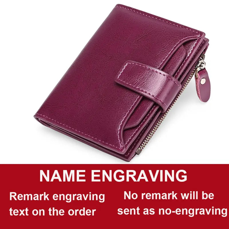 Compact Genuine Leather Zip Wallet in Dark Purple Name – product image 21