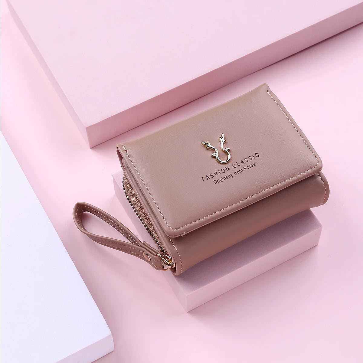 Compact PU Leather Wallet with Coin Purse in Brown – product image 7
