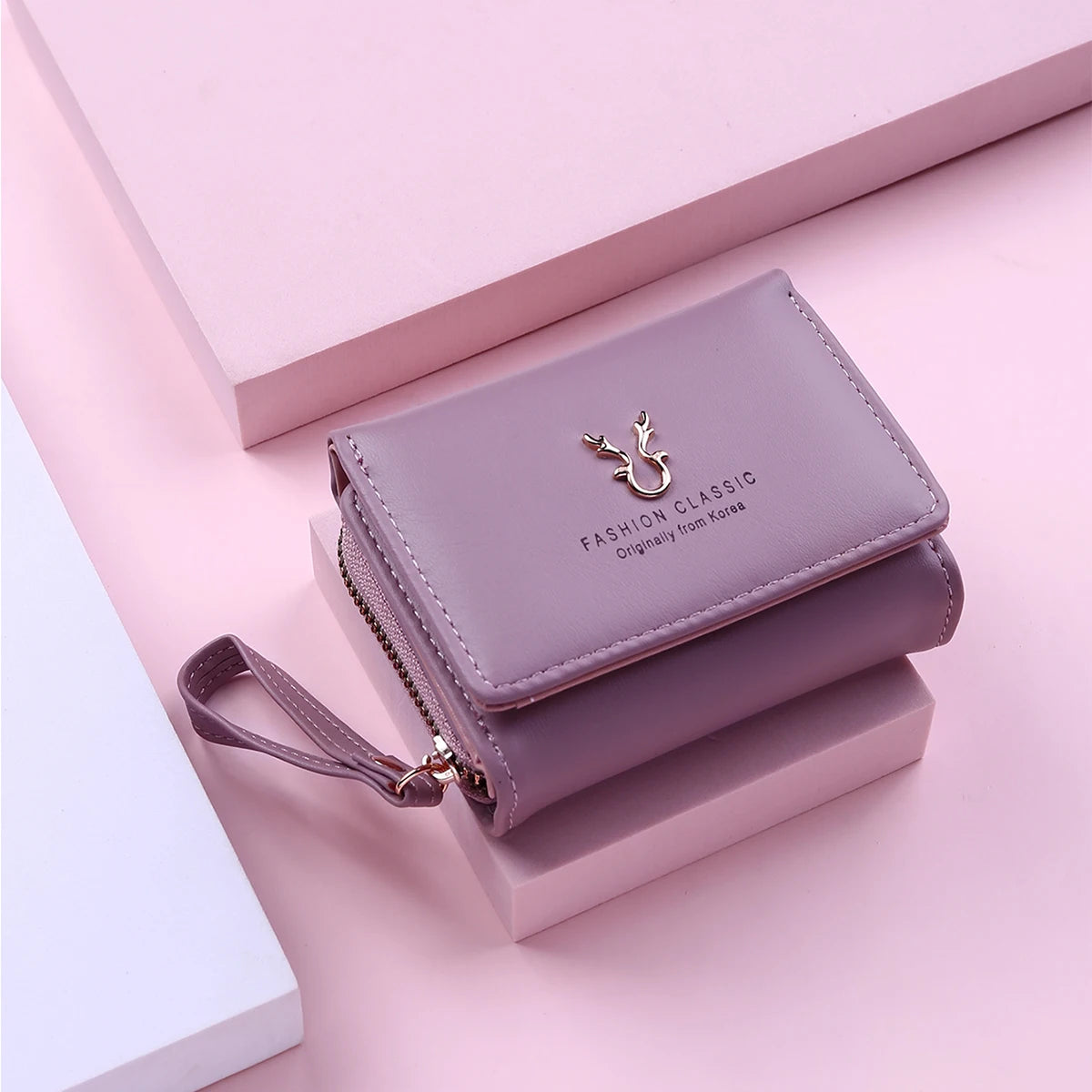 Compact PU Leather Wallet with Coin Purse in Purple – product image 13