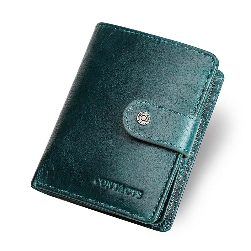 Contact'S Genuine Leather Wallets Women Men Wallet Short Small RFID Blocking Card Holder Wallets Ladies Red Coin Purse Smash Price Shop