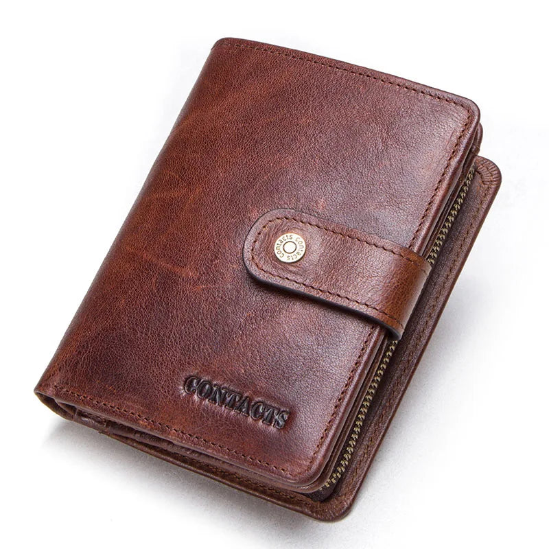 Contact'S Genuine Leather Wallets Women Men Wallet Short Small RFID Blocking Card Holder Wallets Ladies Red Coin Purse Smash Price Shop