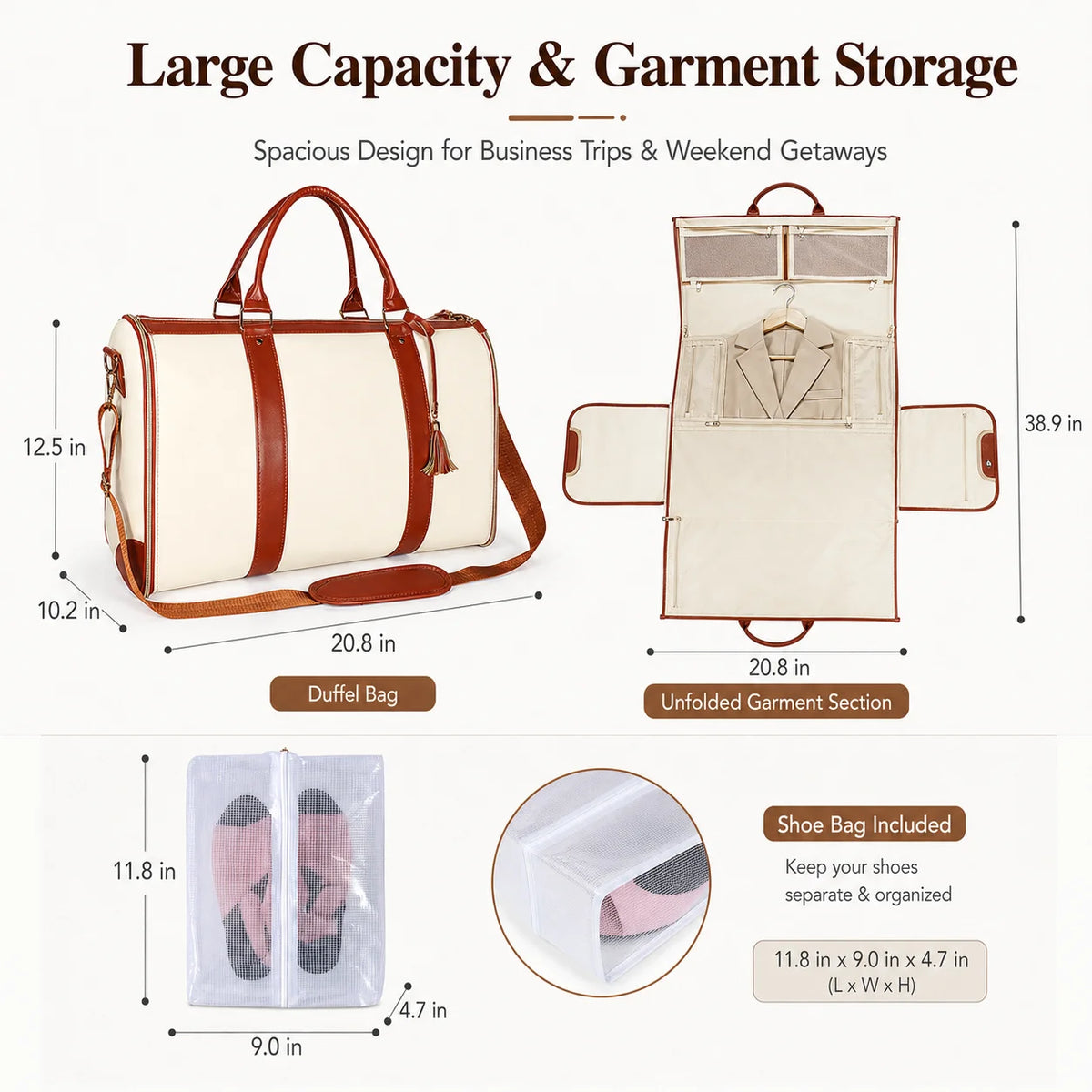Convertible Garment Duffel Travel Bag with Shoe Compartment Smash Price Shop Duffel Bag