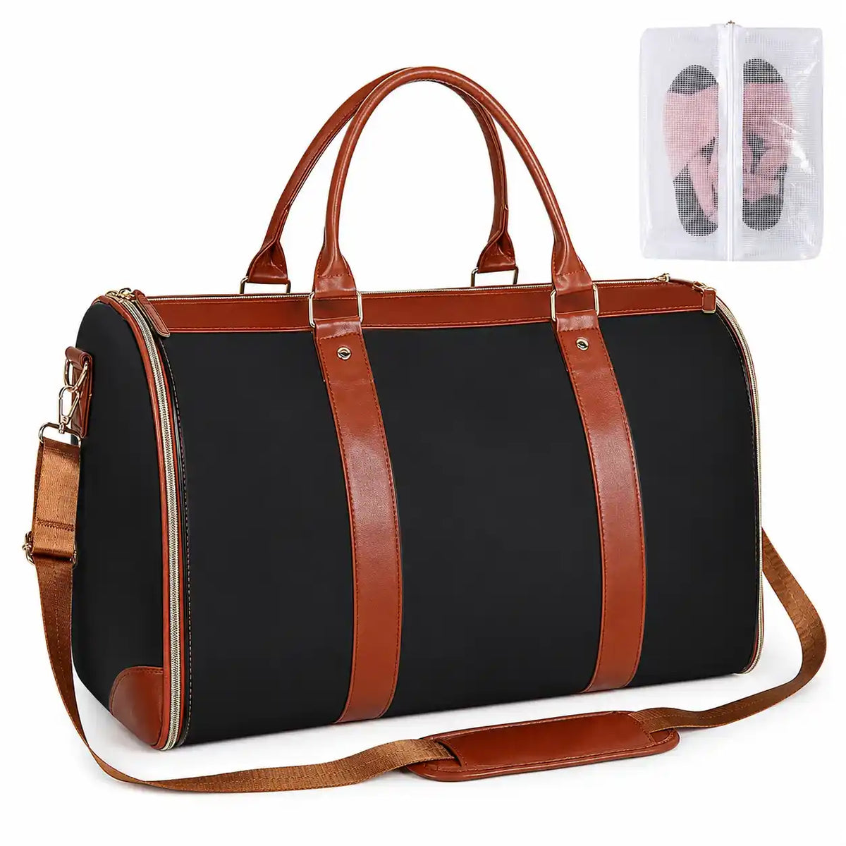 Convertible Garment Duffel Travel Bag with Shoe Compartment in Black – product image 7