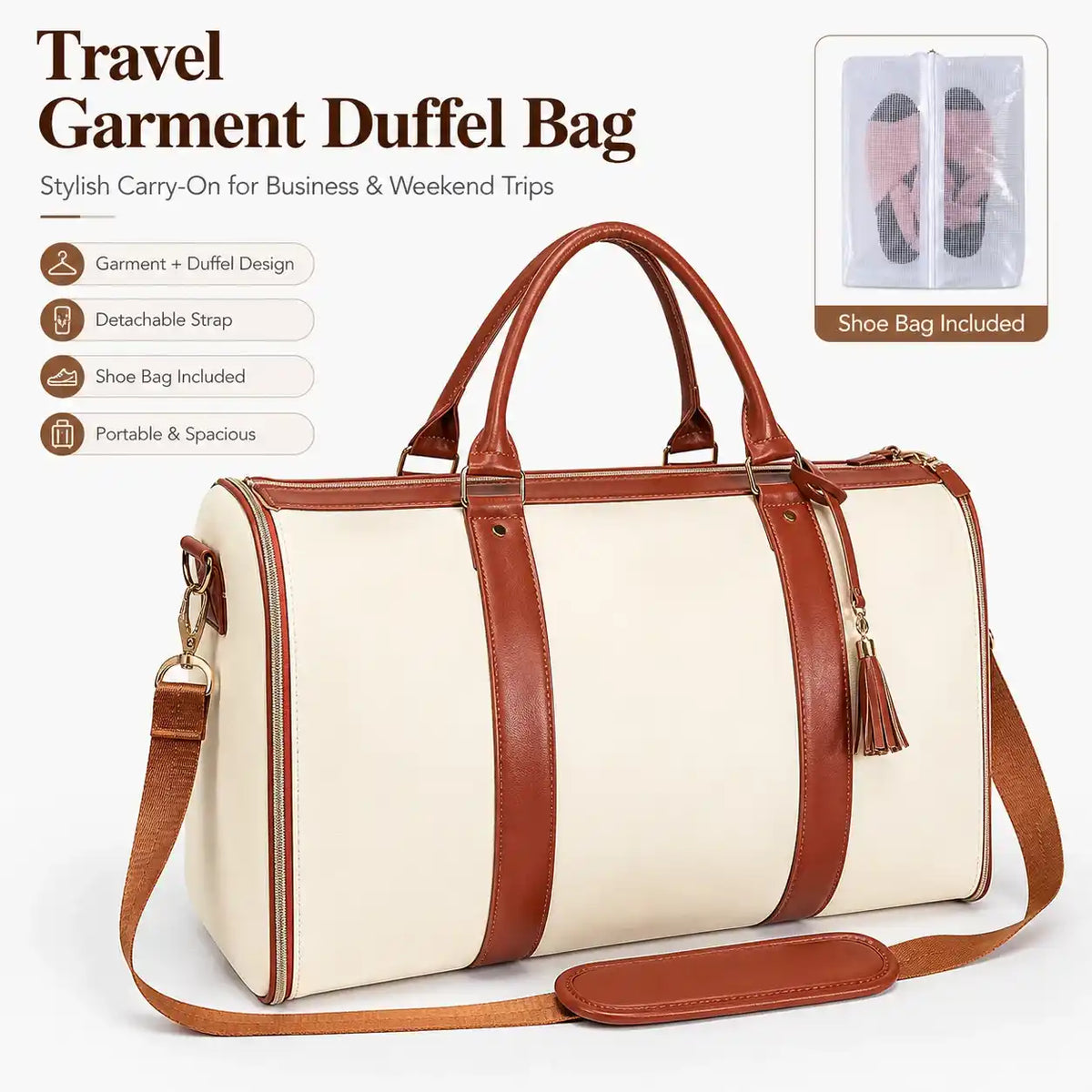 Convertible Garment Duffel Travel Bag with Shoe Compartment – product image 8