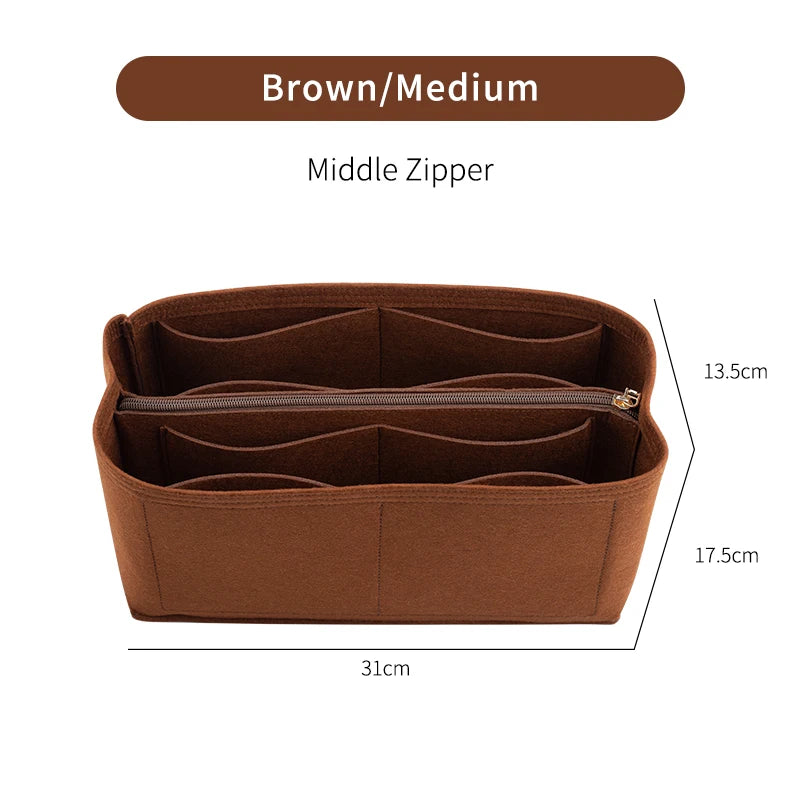 Crazy Smith Felt Tote Organizer Insert for Coach Bags in Brown-M-middle – product image 8