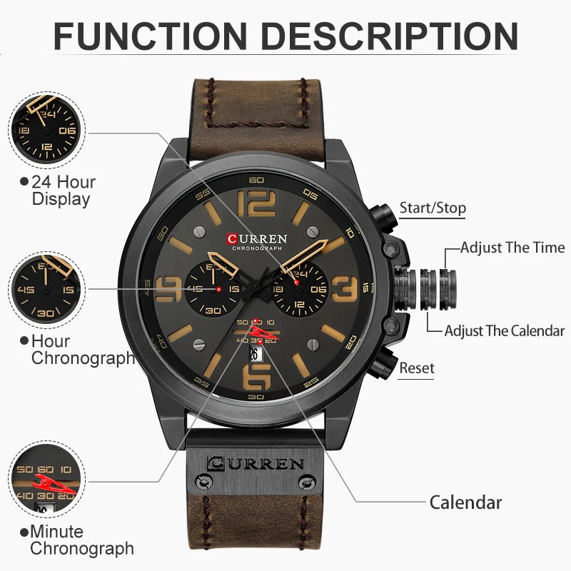 CURREN 8314 Chronograph Quartz Watch – Waterproof & Military Style