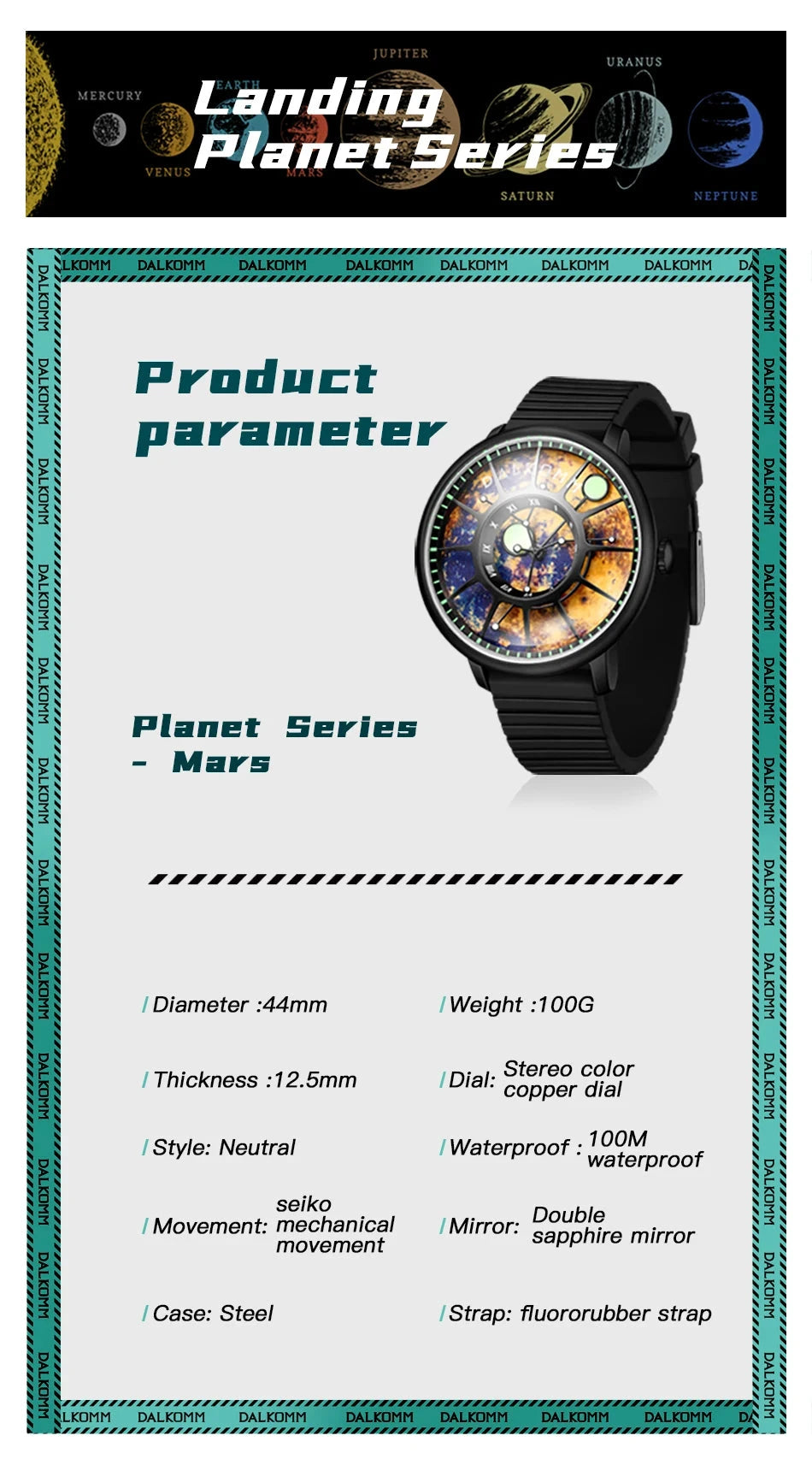 DALKOMM NH35 Planet Watch – 100M Waterproof Automatic