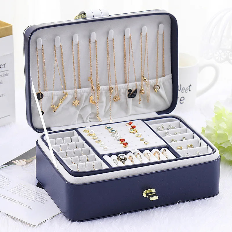 Double Layer PU Leather Jewelry Organizer Box – product image 1