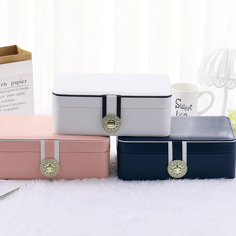 Double Layer PU Leather Jewelry Organizer Box – product image 2