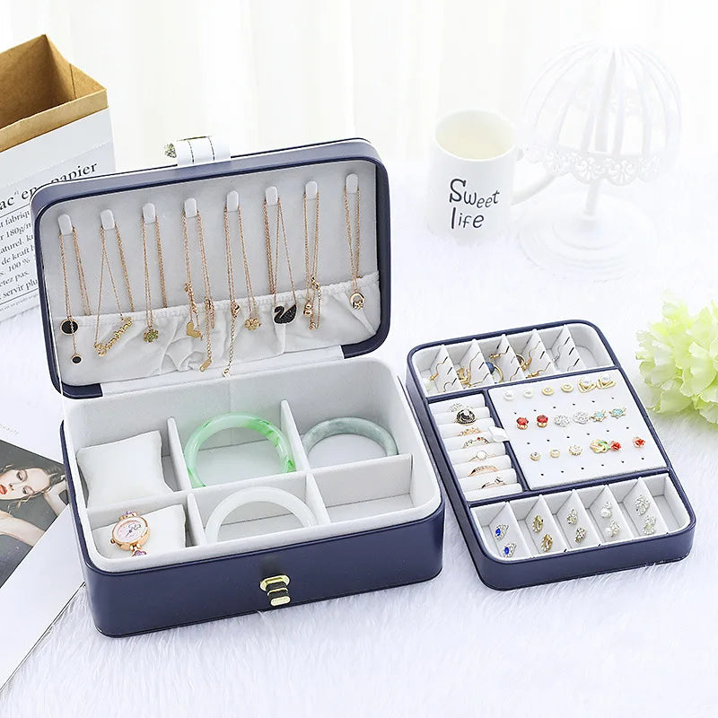Double Layer PU Leather Jewelry Organizer Box – product image 3