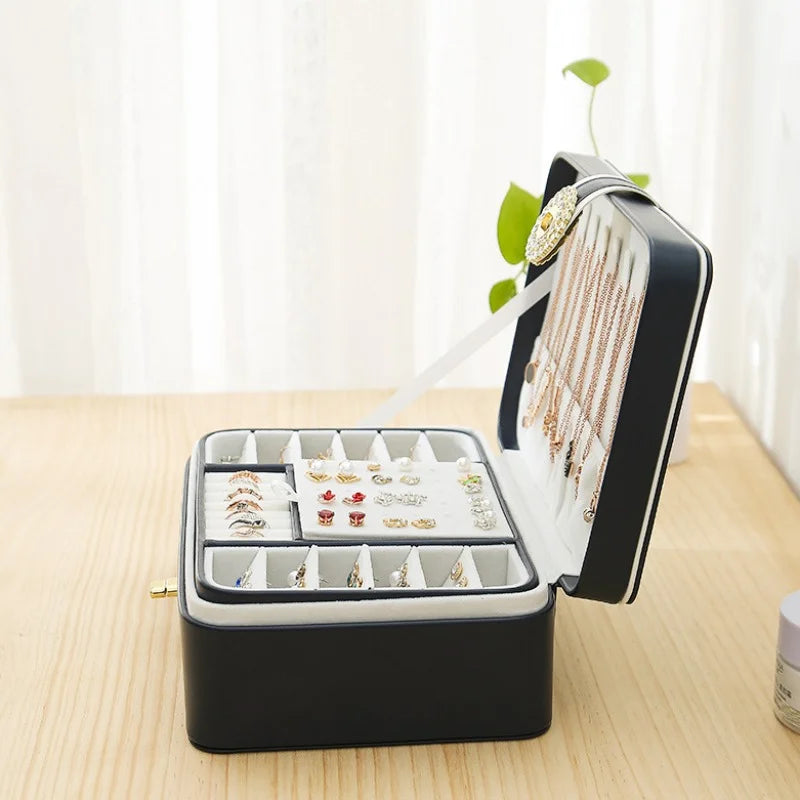 Double Layer PU Leather Jewelry Organizer Box – product image 5