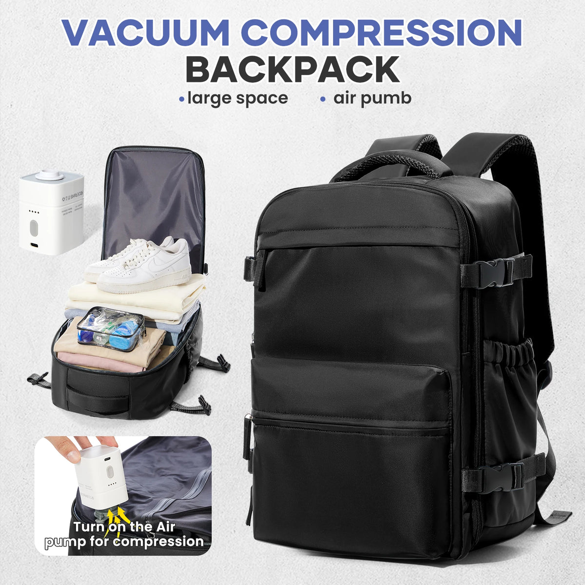 Expandable Vacuum Compression Travel Laptop Backpack – product image 5
