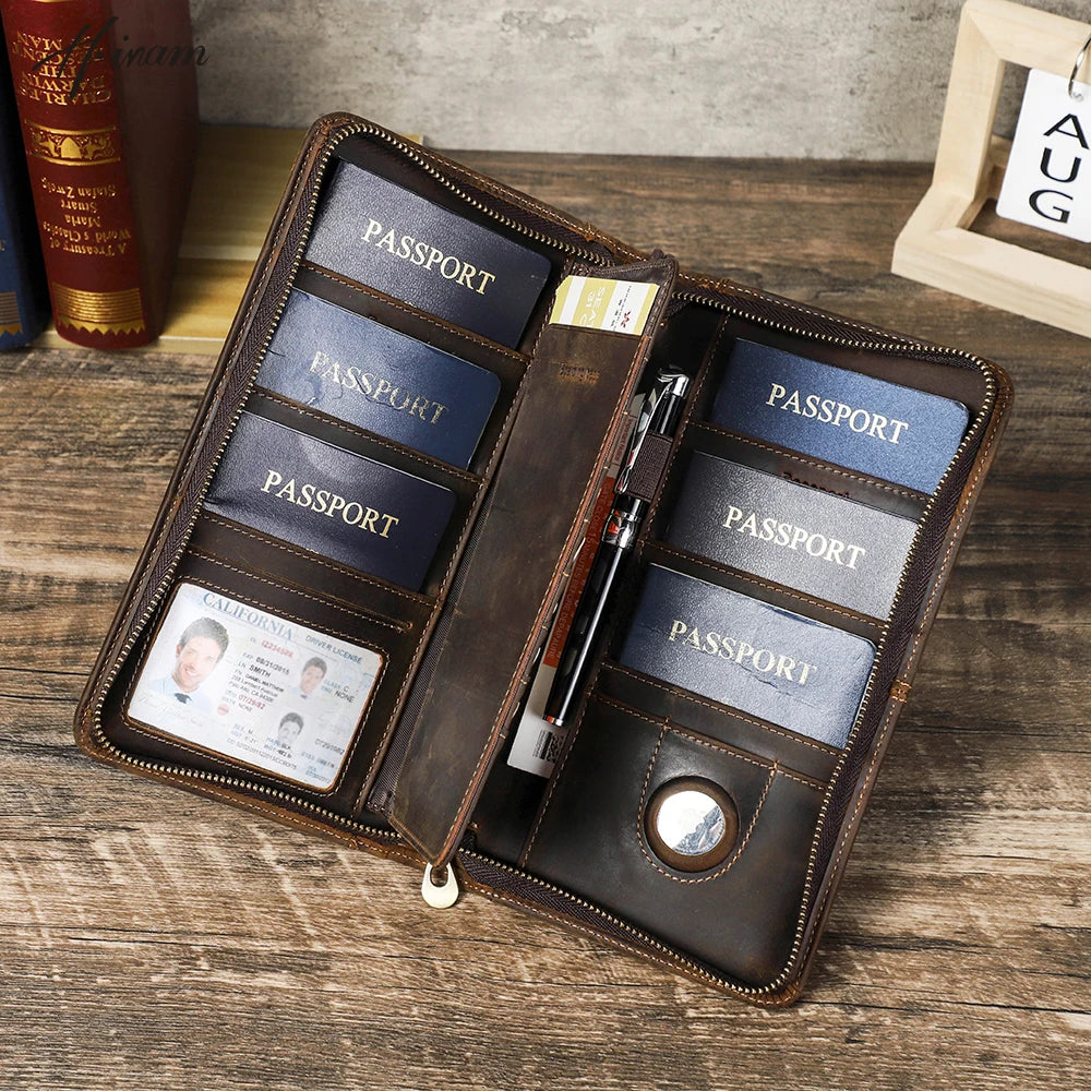 Family Leather Passport Wallet with AirTag Slot – product image 1