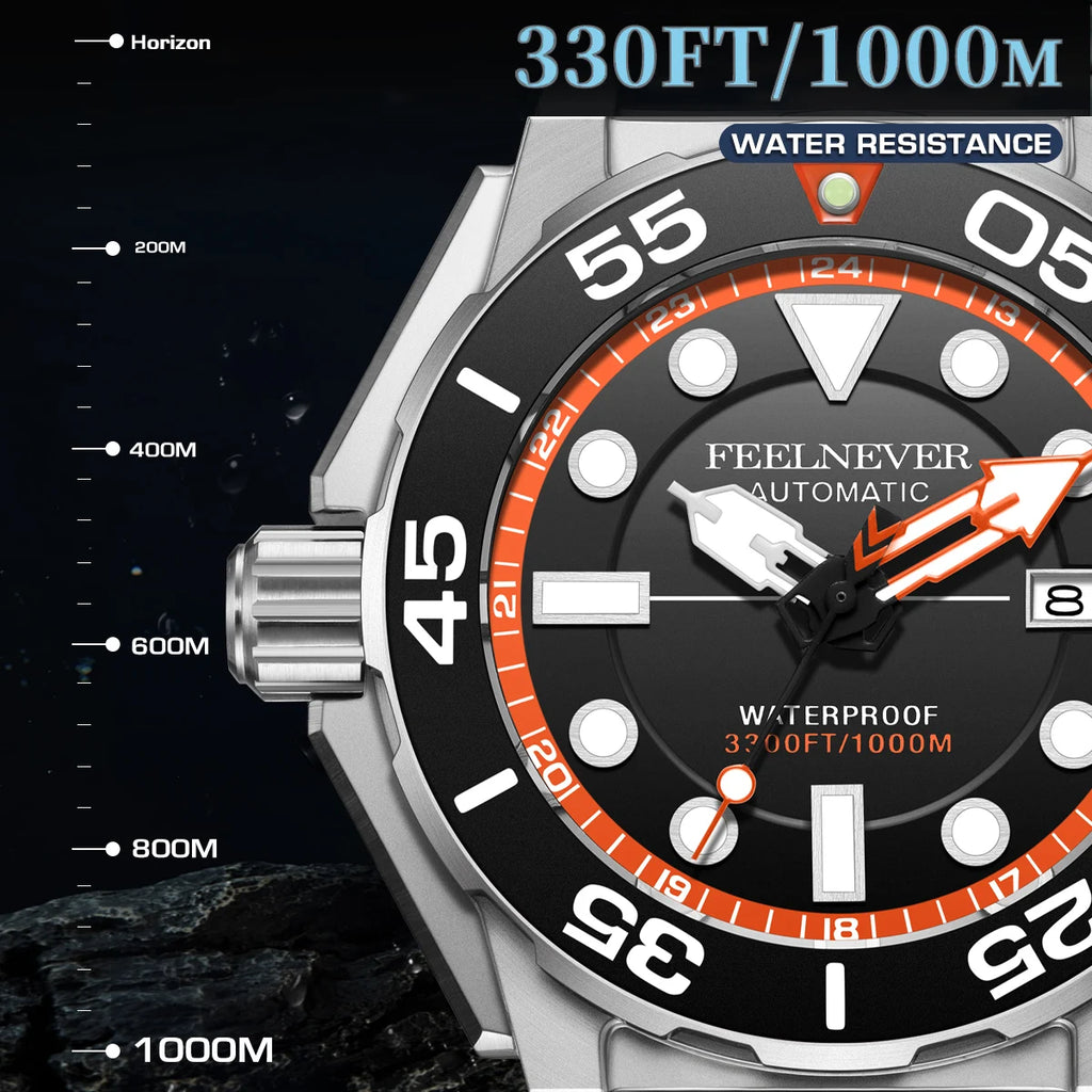FeelNever Automatic 100BAR Diver Men’s Sapphire Watch
