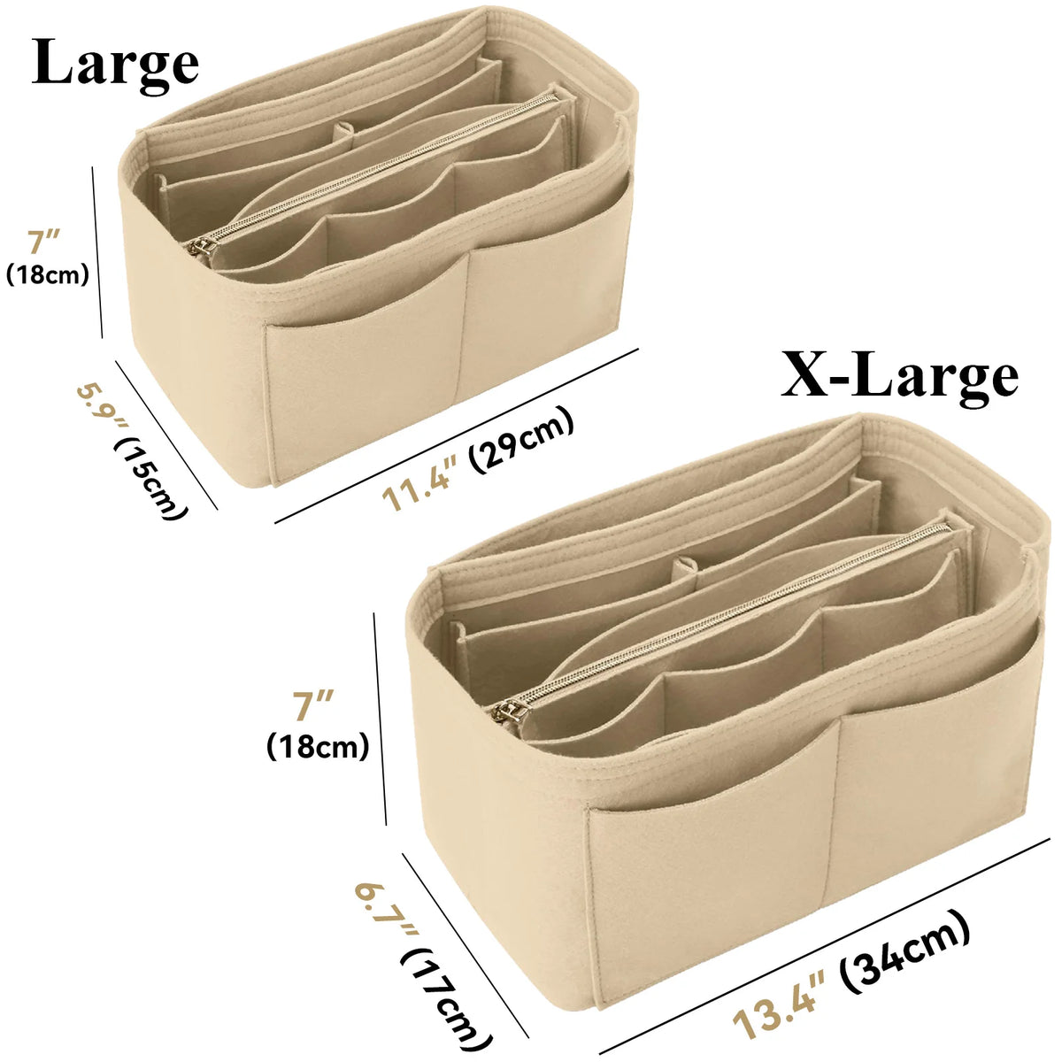 Felt Purse Organizer Insert - Travel Tote Bag Divider with Zipper, Handbag Insert for Longchamp, Neverfull, Speedy & More Smash Price Shop