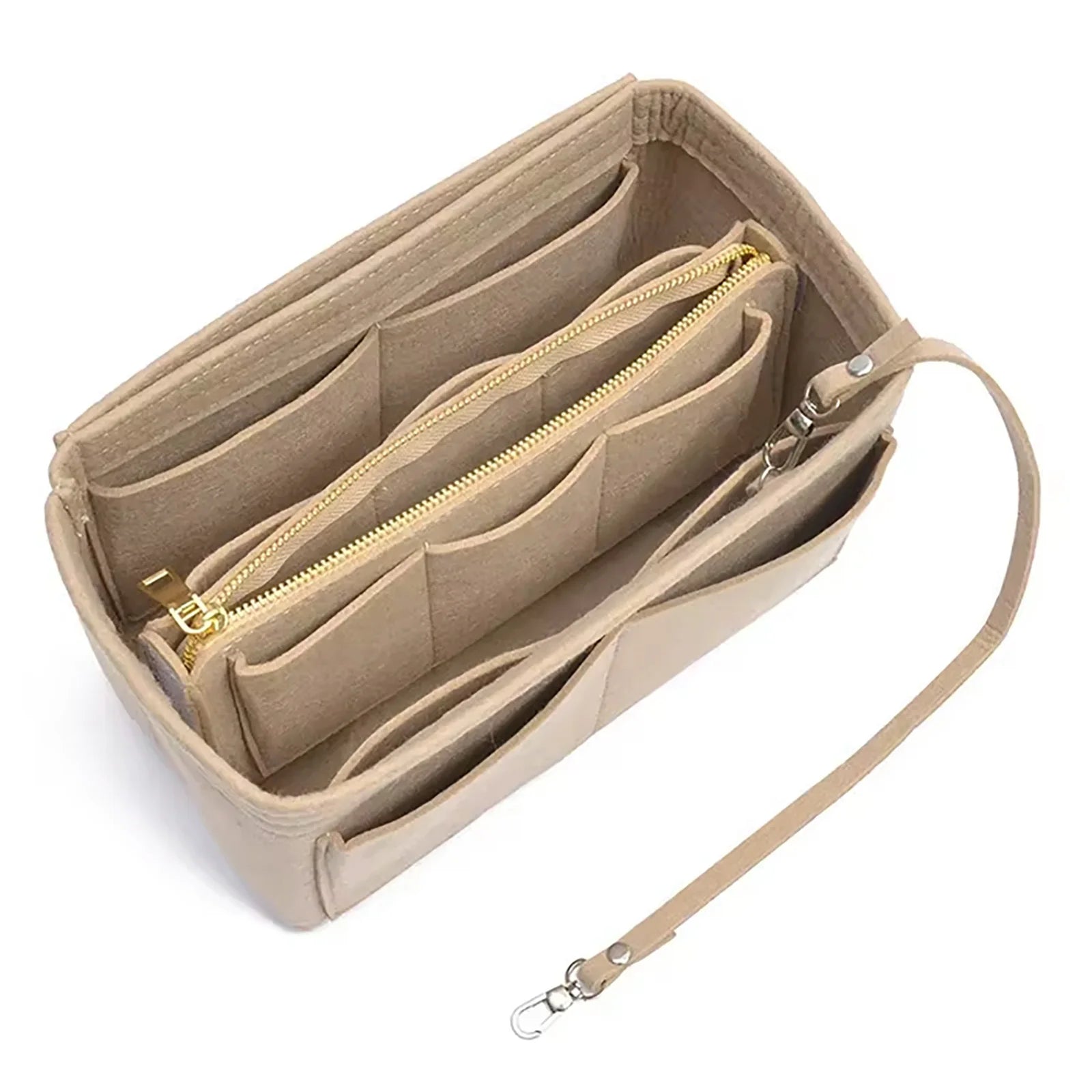 Felt Purse Organizer Insert - Travel Tote Bag Divider with Zipper, Handbag Insert for Longchamp, Neverfull, Speedy & More Smash Price Shop