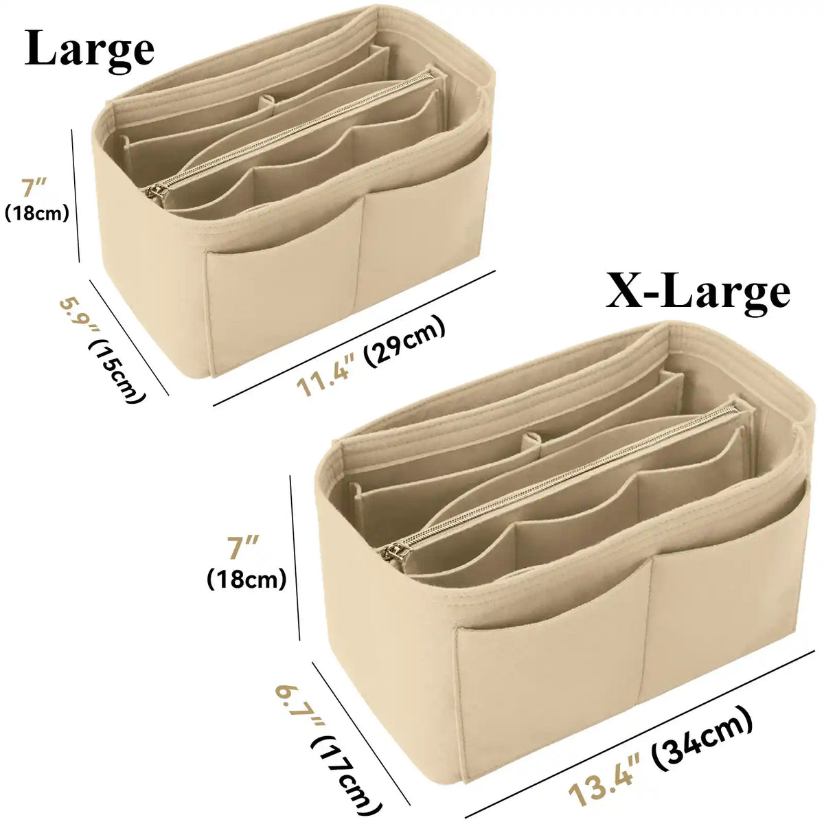 Felt Purse Organizer Insert with Zipper Pocket – product image 7