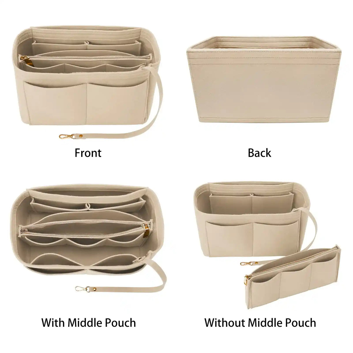 Felt Purse Organizer Insert with Zipper Pocket – product image 8