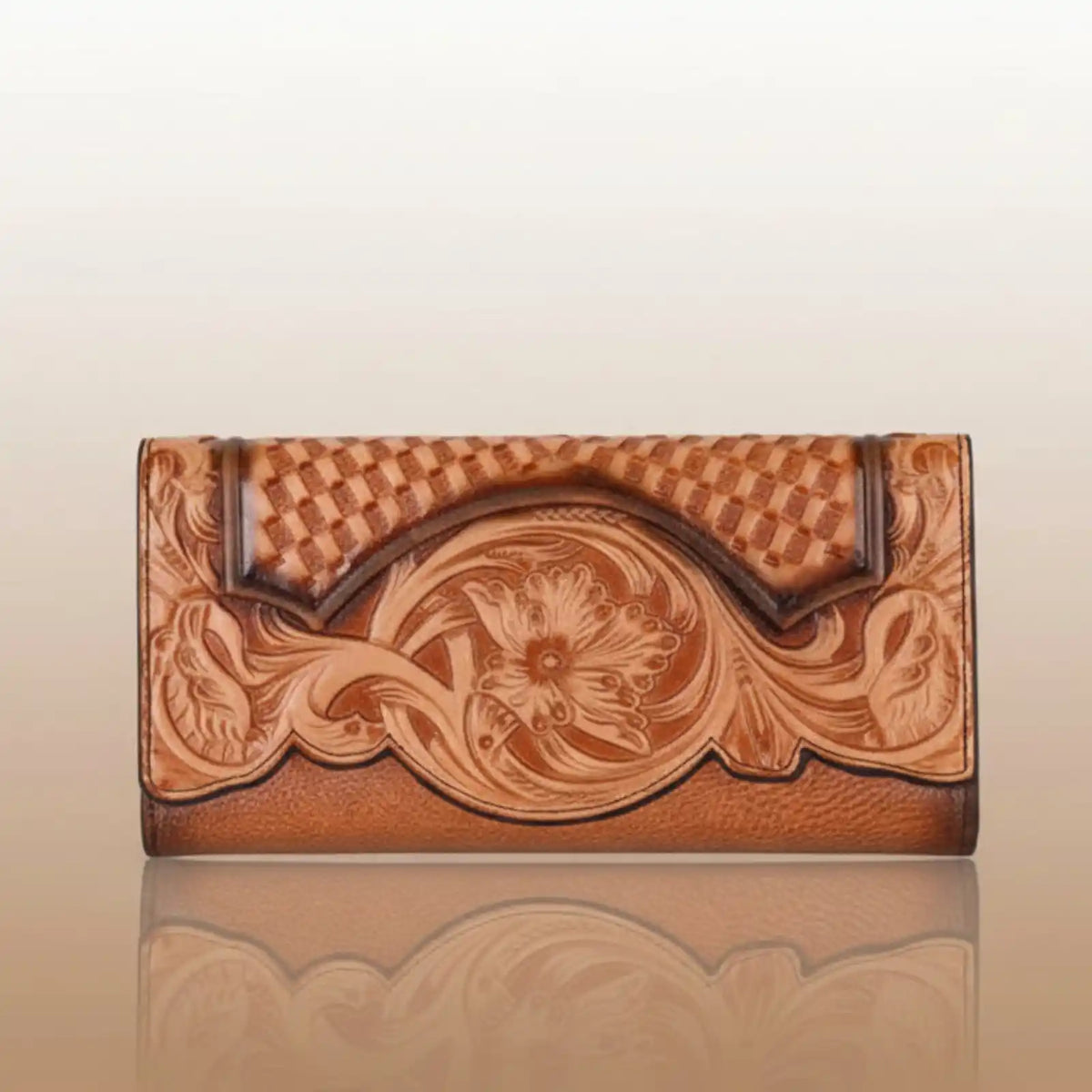 Floral Genuine Leather Organizer Wallet