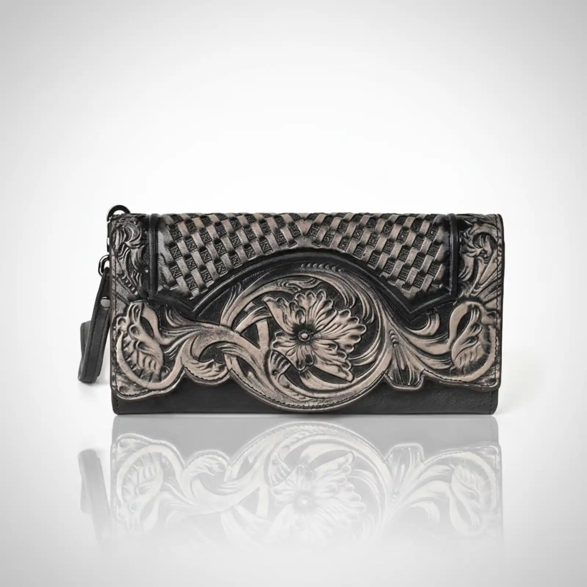 Floral Genuine Leather Organizer Wallet