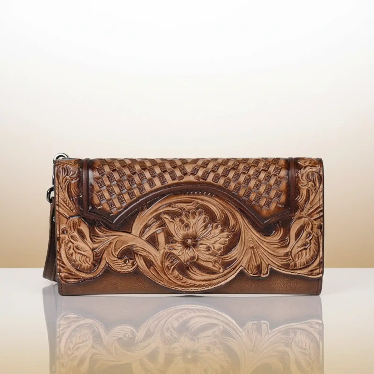 Floral Genuine Leather Organizer Wallet