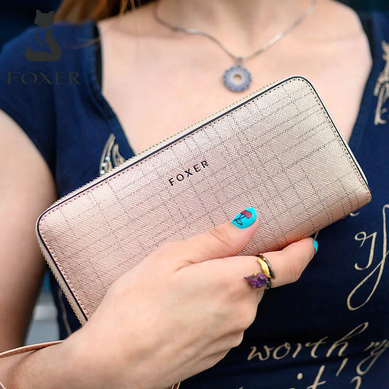 FOXER Split Leather Zip-Around Wristlet Wallet – product image 2