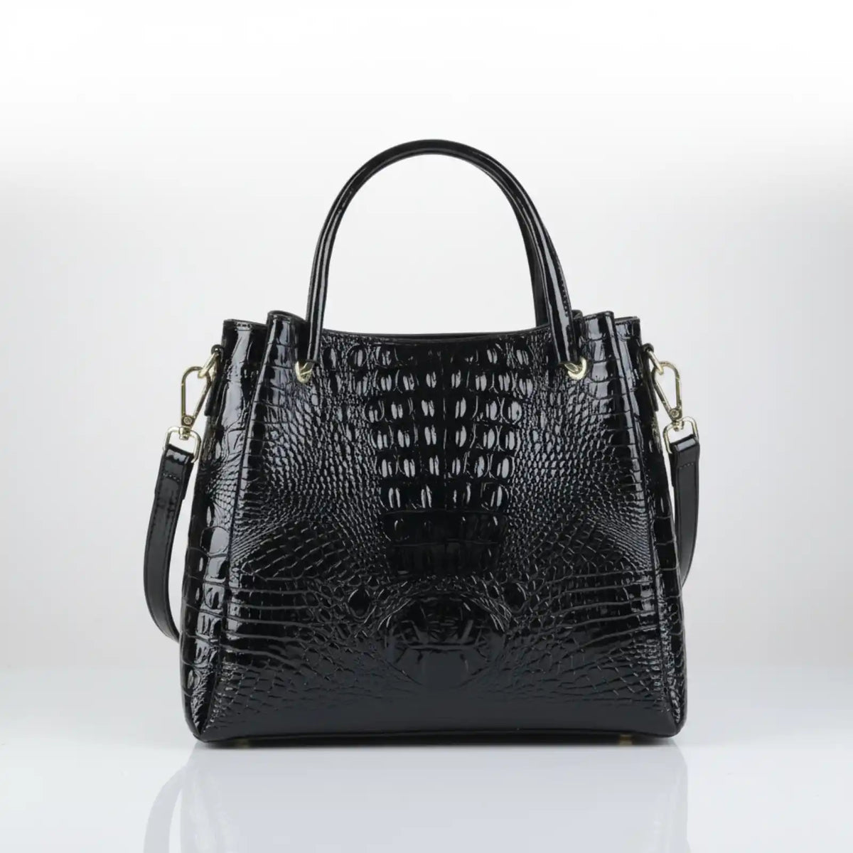 Genuine Leather Croc-Embossed Bucket Tote