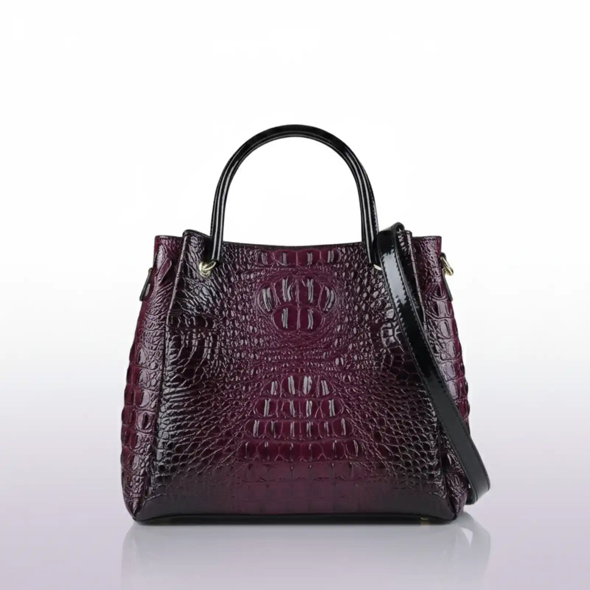 Genuine Leather Croc-Embossed Bucket Tote