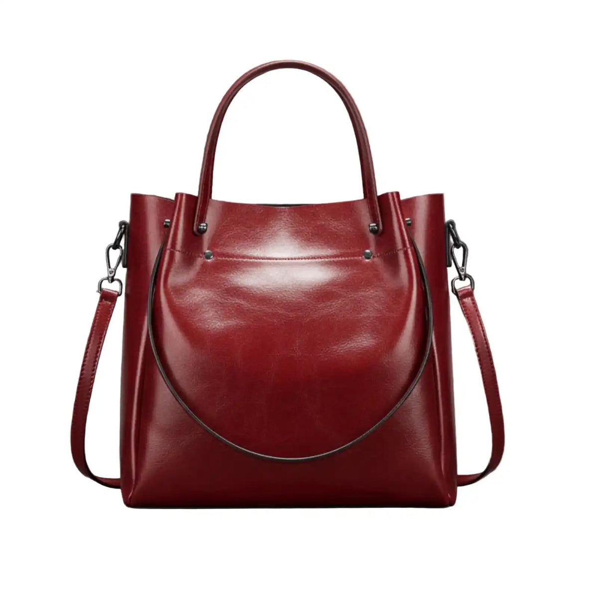 Genuine Leather Multi-Carry Work Tote Bag for Women in Dark red – product image 7