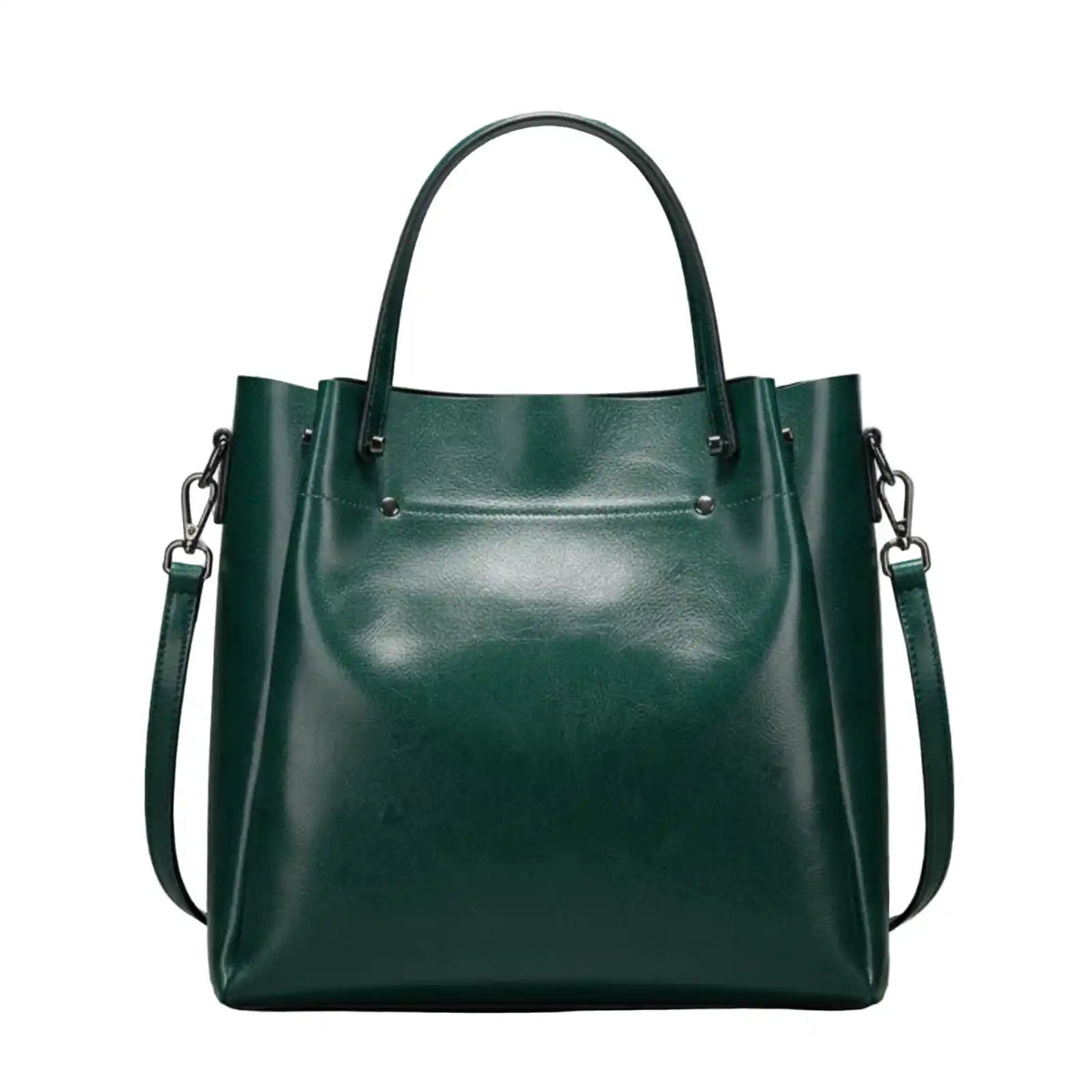 Genuine Leather Multi-Carry Work Tote Bag for Women in Dark green – product image 9