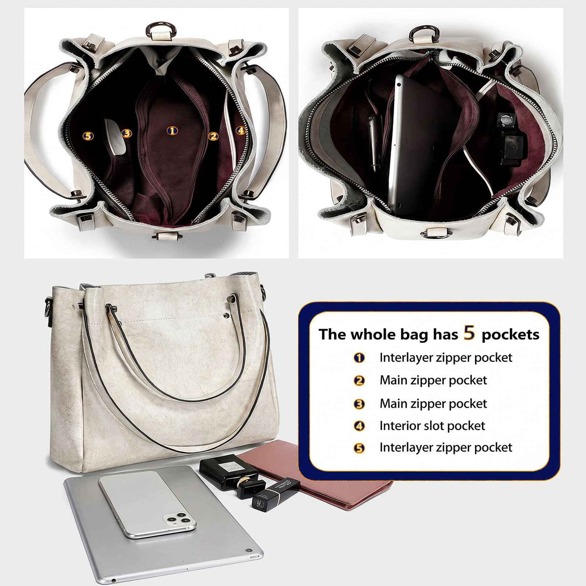 Genuine Leather Multi-Carry Work Tote Bag for Women – product image 12