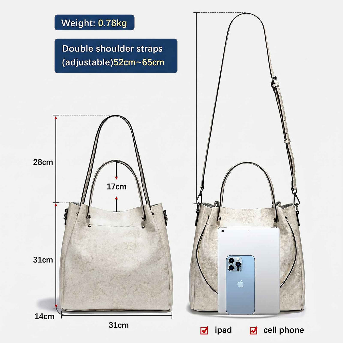 Genuine Leather Multi-Carry Work Tote Bag for Women – product image 13