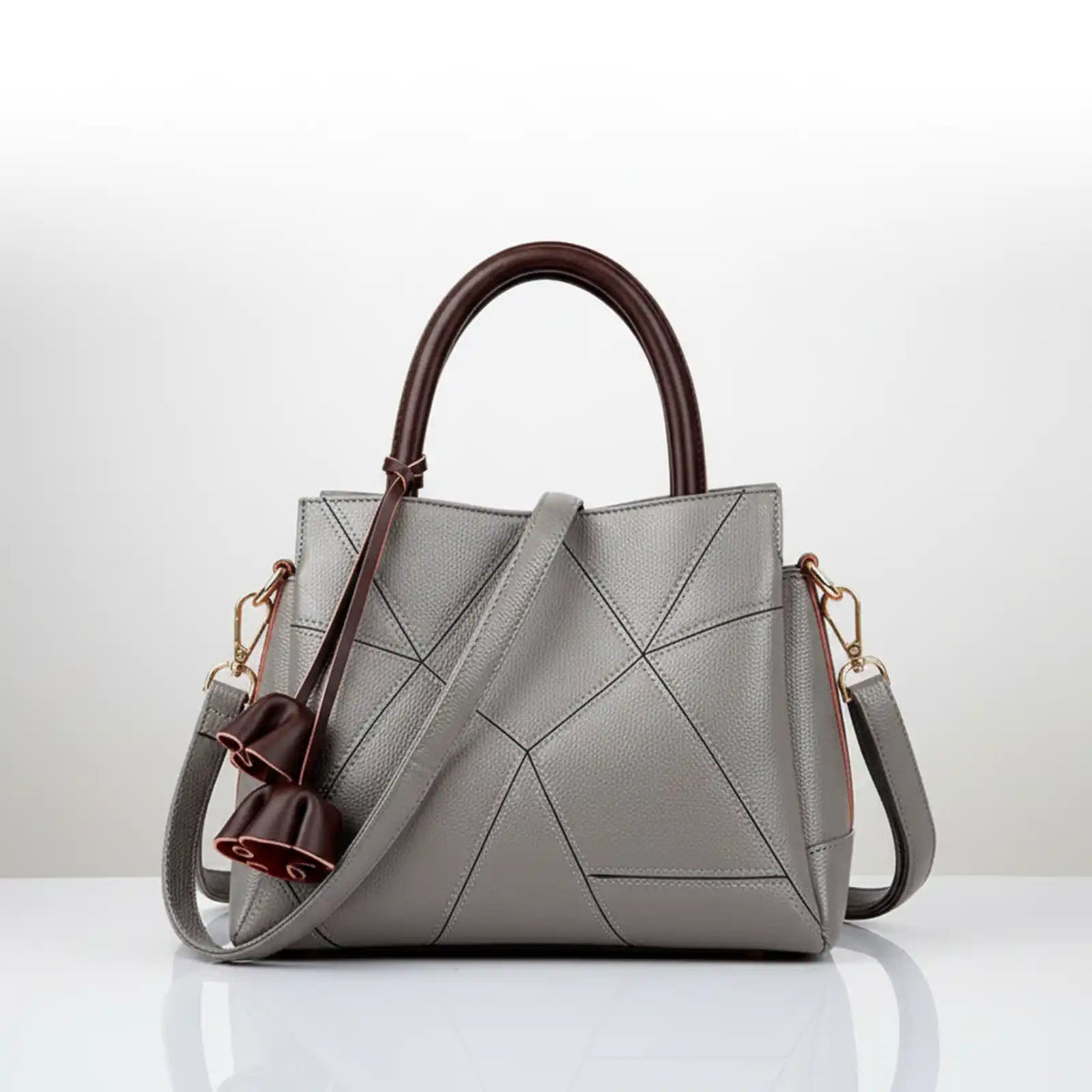 Genuine Leather Patchwork Convertible Tote Bag – product image 12