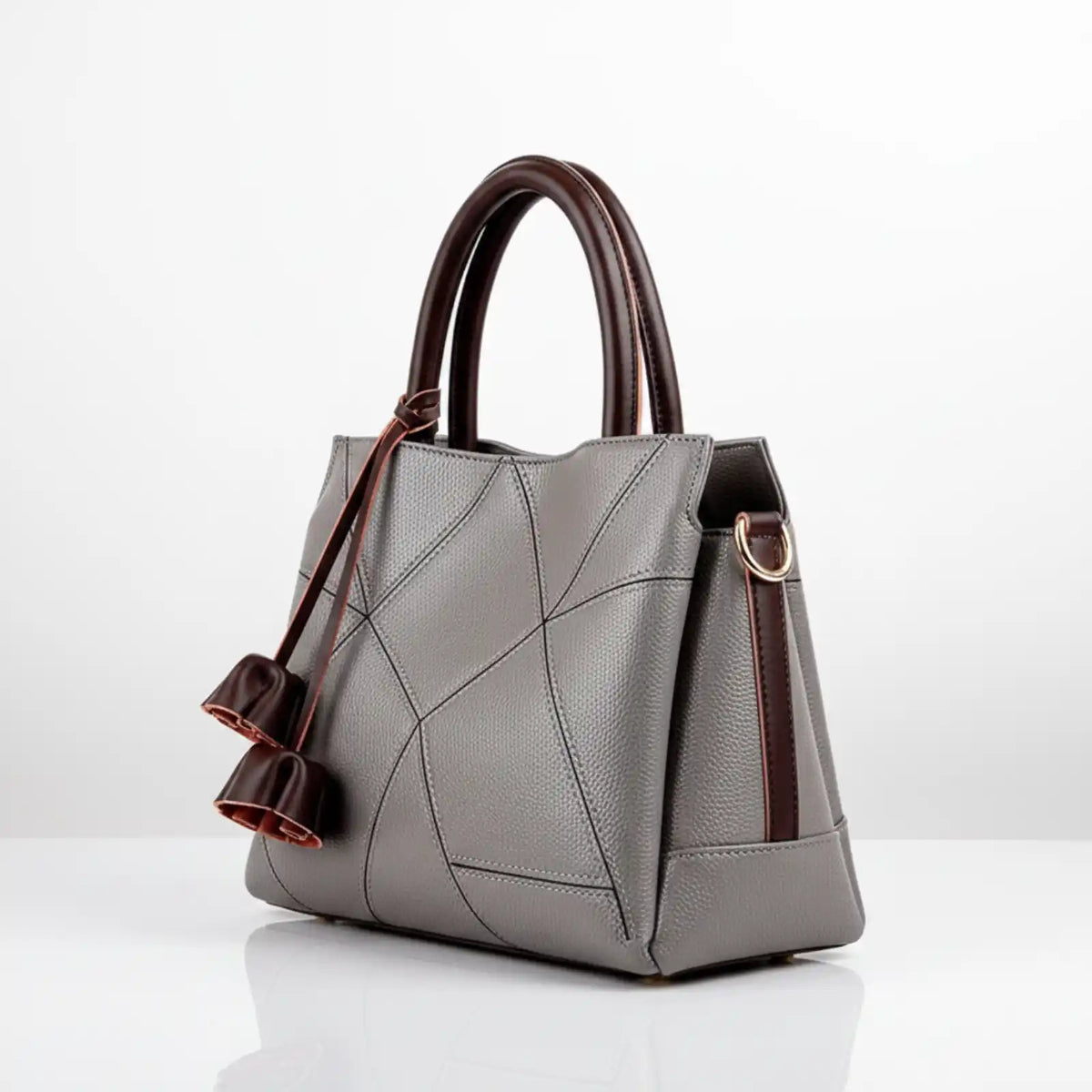 Genuine Leather Patchwork Convertible Tote Bag – side view image 13