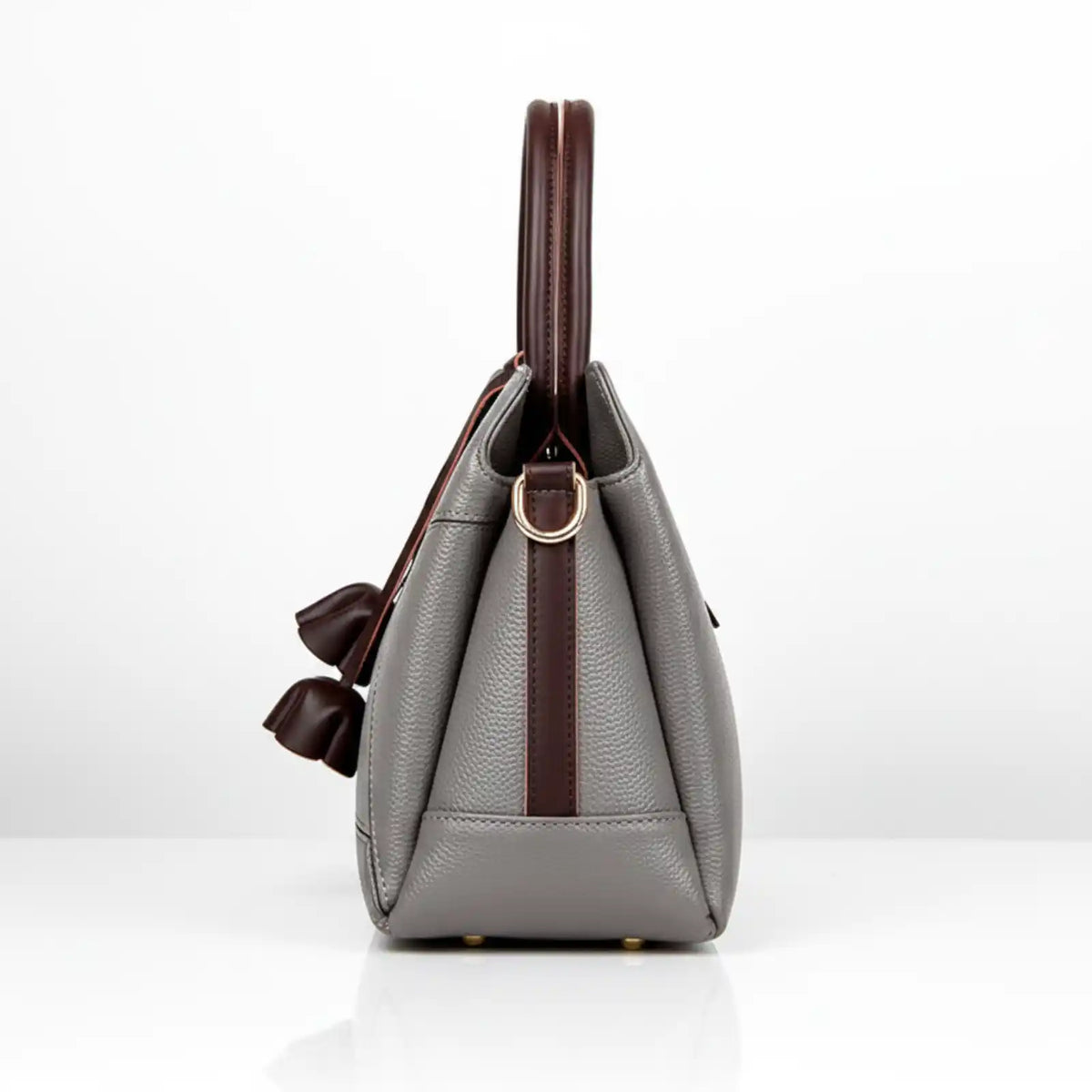 Genuine Leather Patchwork Convertible Tote Bag – side view image 14