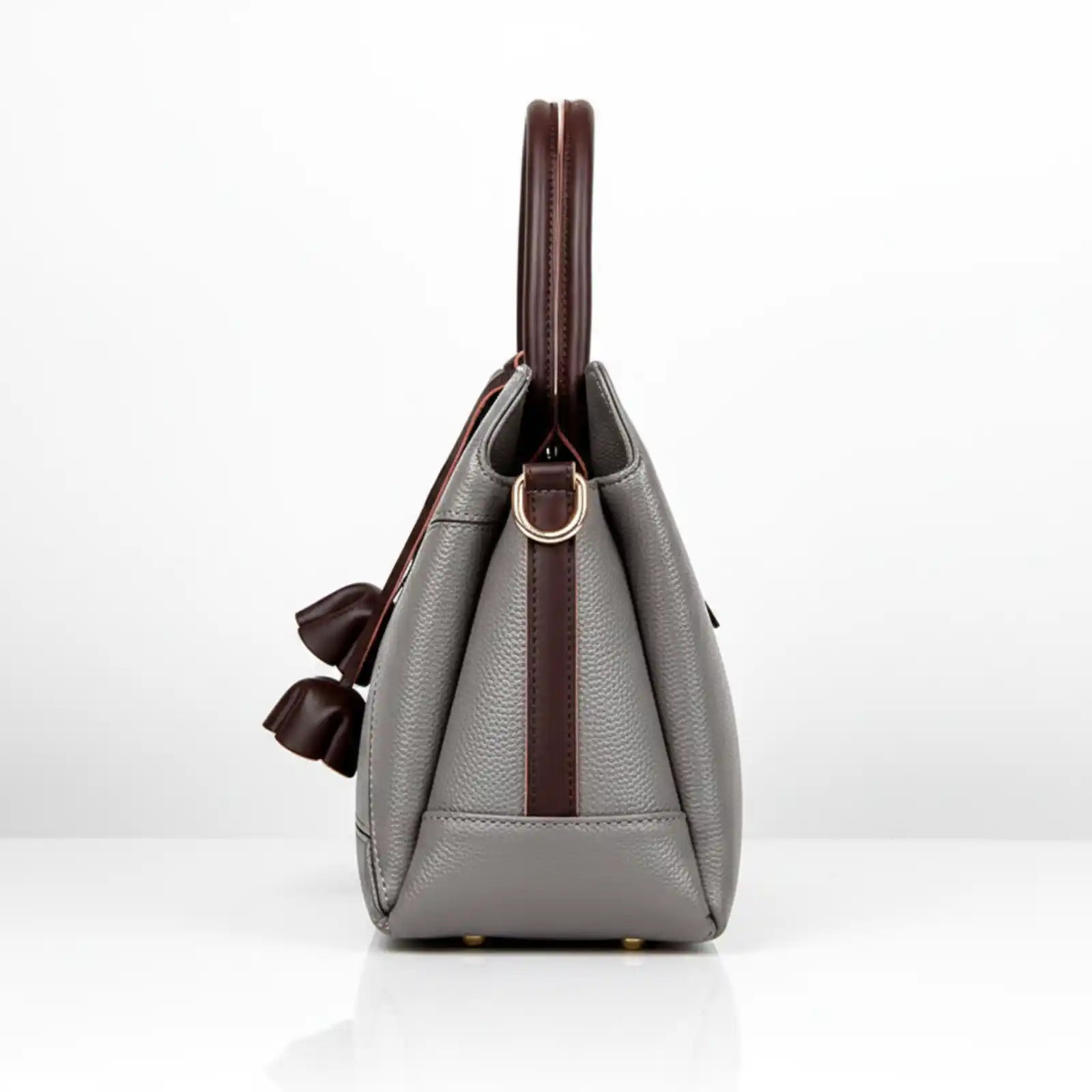 Genuine Leather Patchwork Convertible Tote Bag – side view image 14